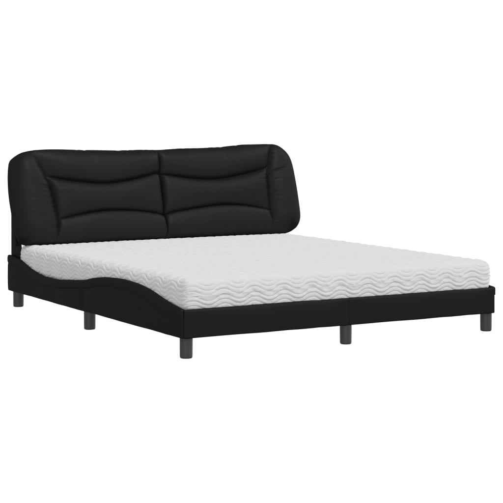 vidaXL Cama con colchón cuero sintético negro 180x200 cm