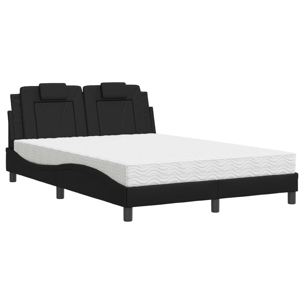 vidaXL Cama con colchón cuero sintético negro 140x200 cm