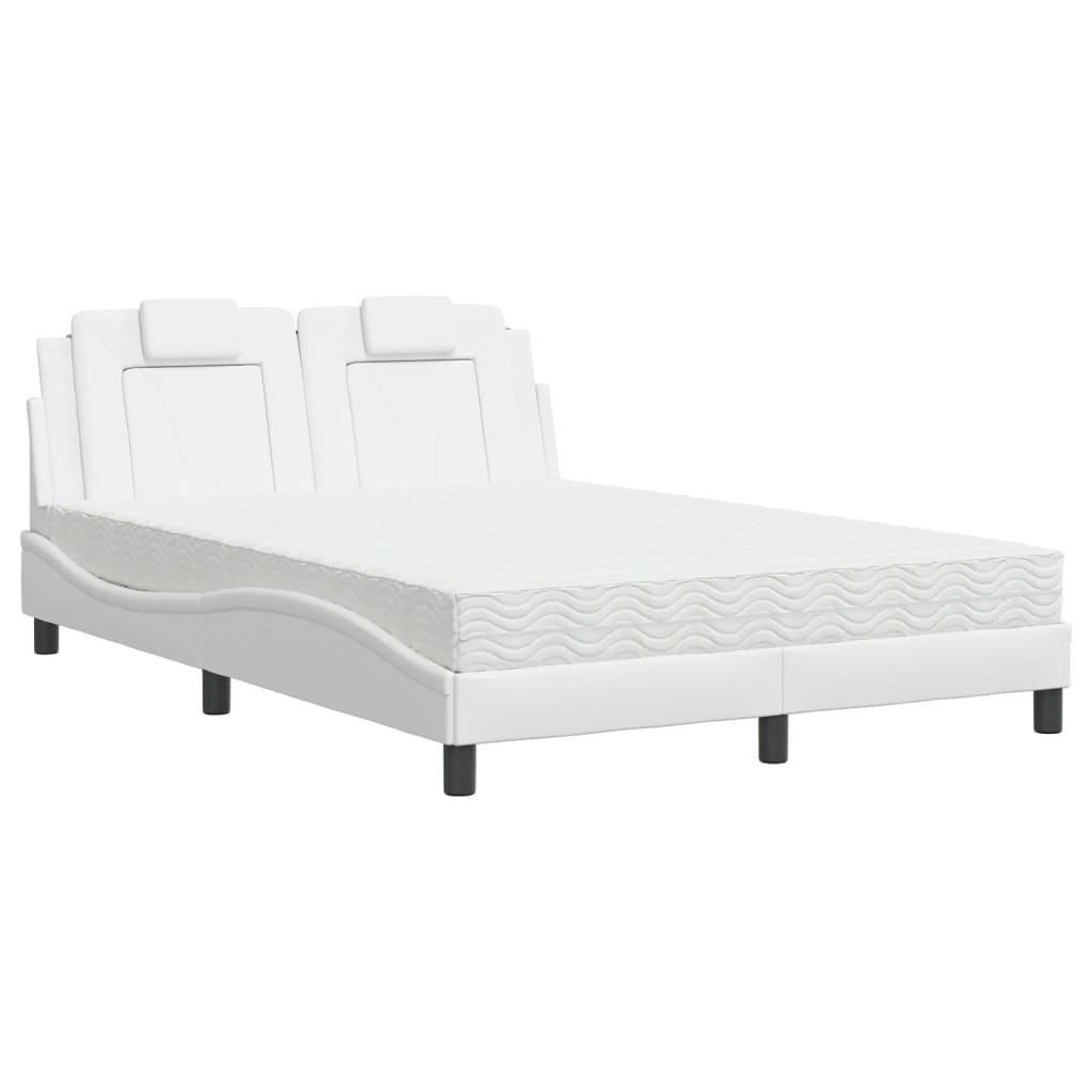 vidaXL Cama con colchón cuero sintético blanco 140x200 cm