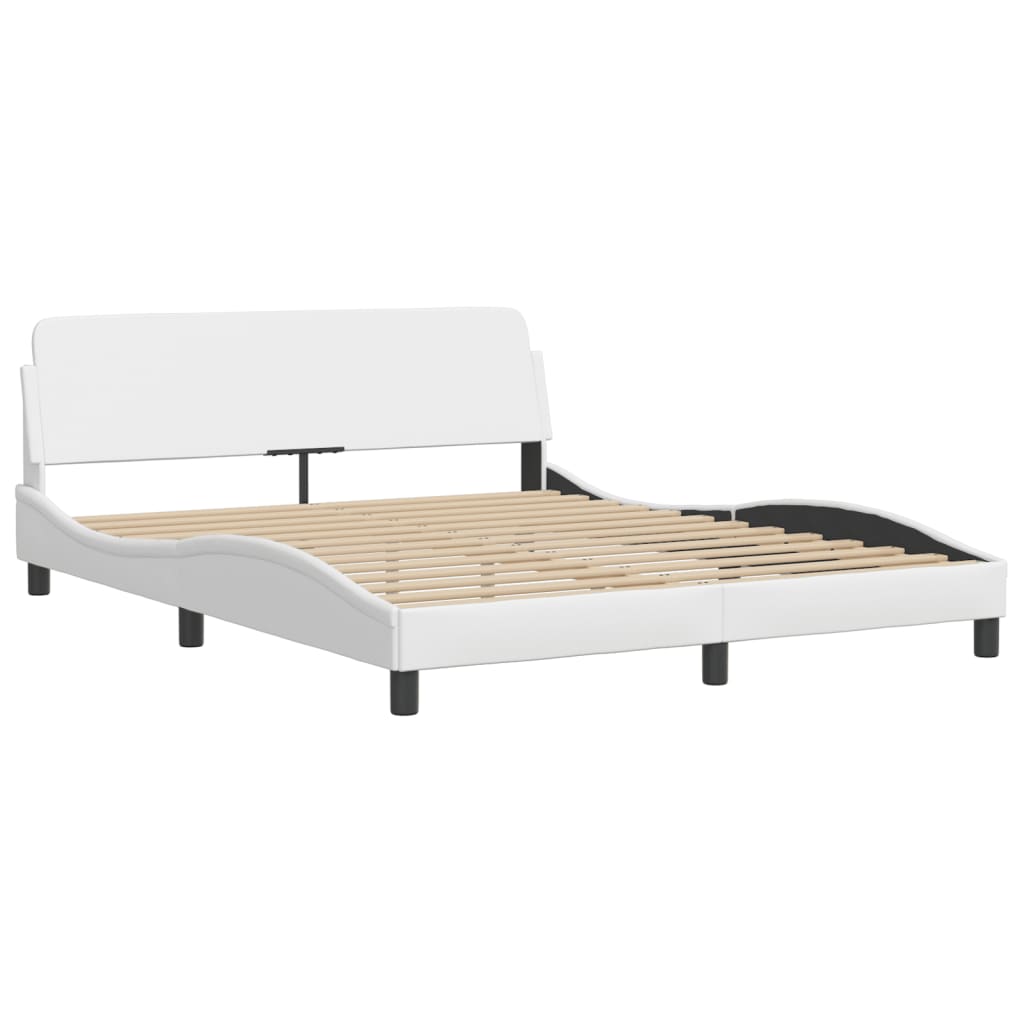 vidaXL Cama con colchón cuero sintético blanco 160x200 cm