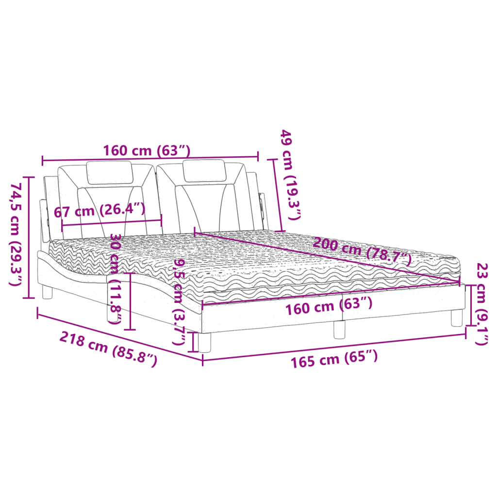 vidaXL Cama con colchón cuero sintético blanco 160x200 cm