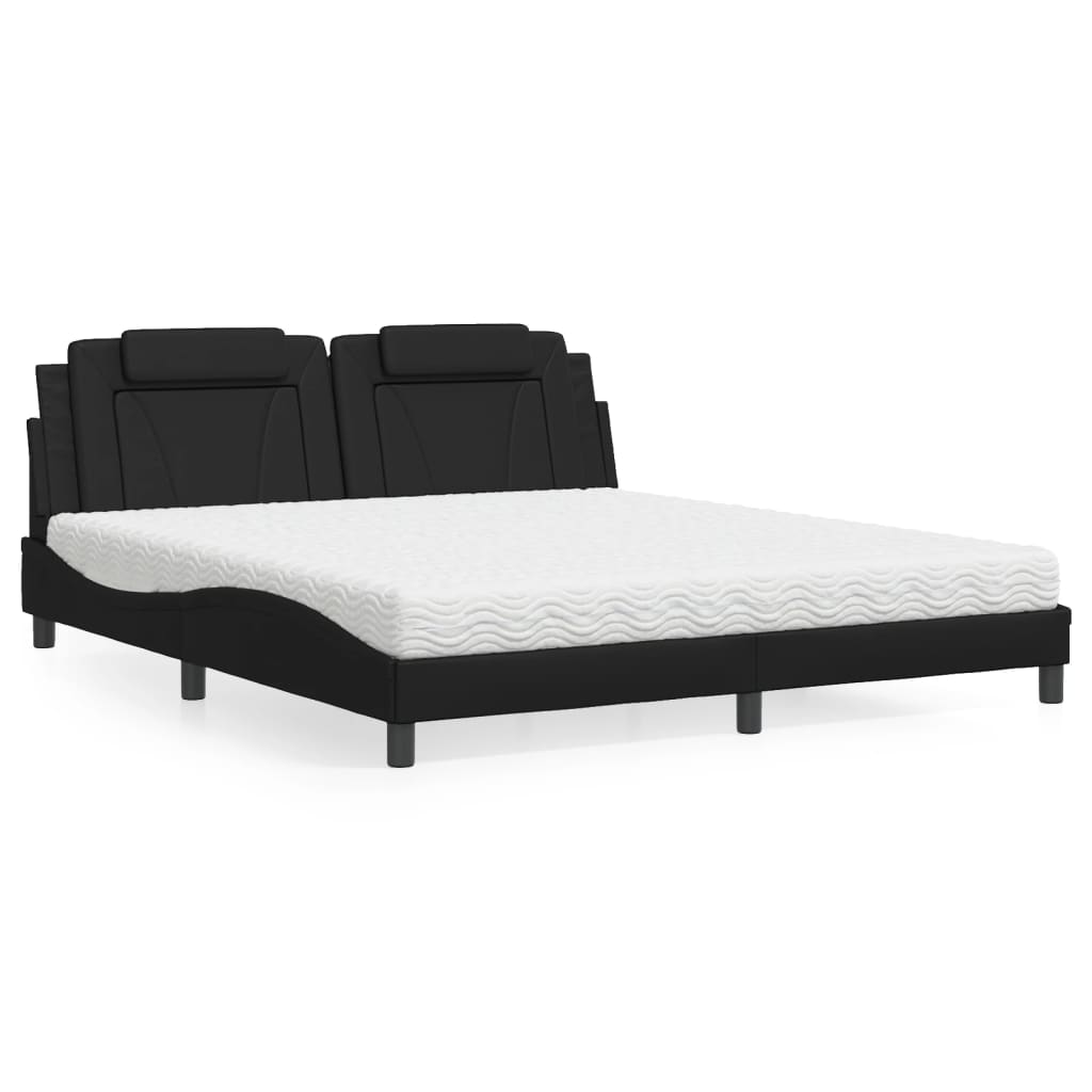 vidaXL Cama con colchón cuero sintético negro 180x200 cm