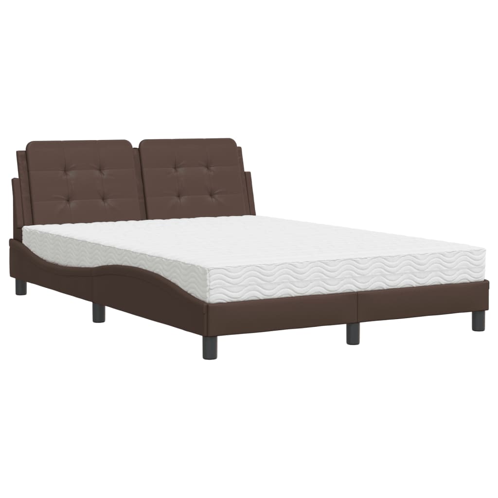 vidaXL Cama con colchón cuero sintético marrón 120x200 cm