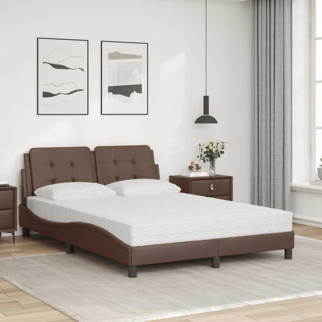 vidaXL Cama con colchón cuero sintético marrón 120x200 cm