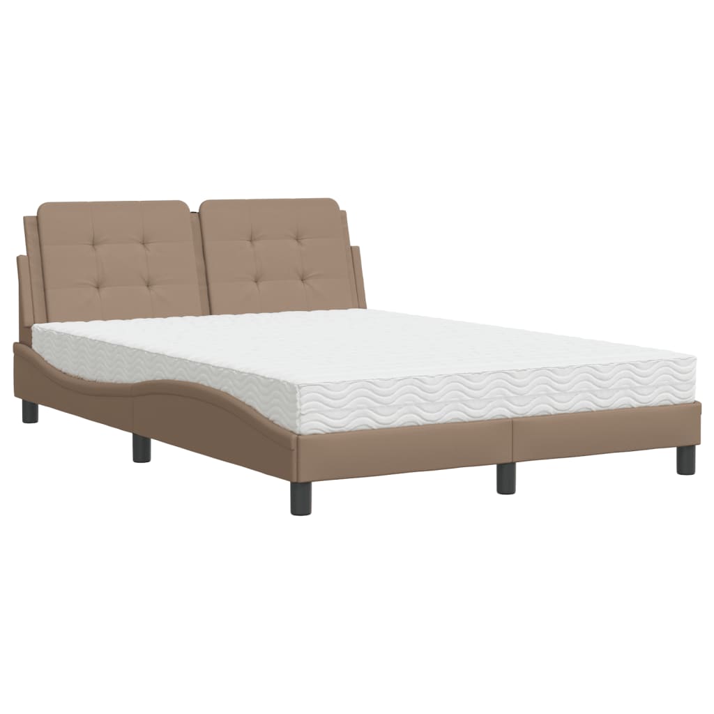 vidaXL Cama con colchón cuero sintético capuchino 120x200 cm