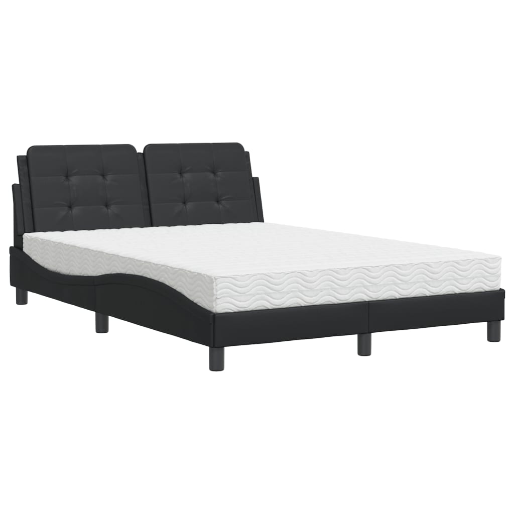 vidaXL Cama con colchón cuero sintético negro 140x190 cm