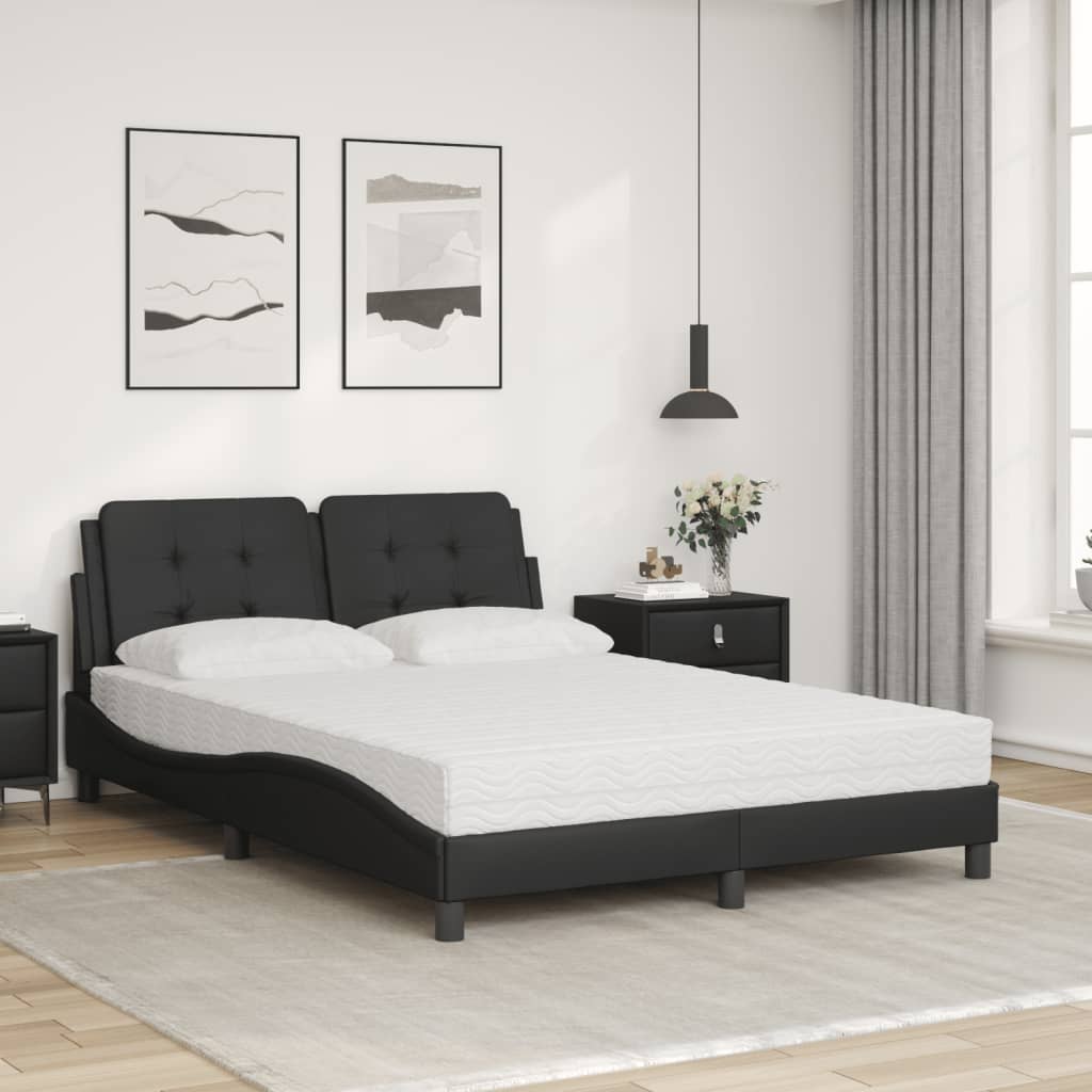 vidaXL Cama con colchón cuero sintético negro 140x190 cm