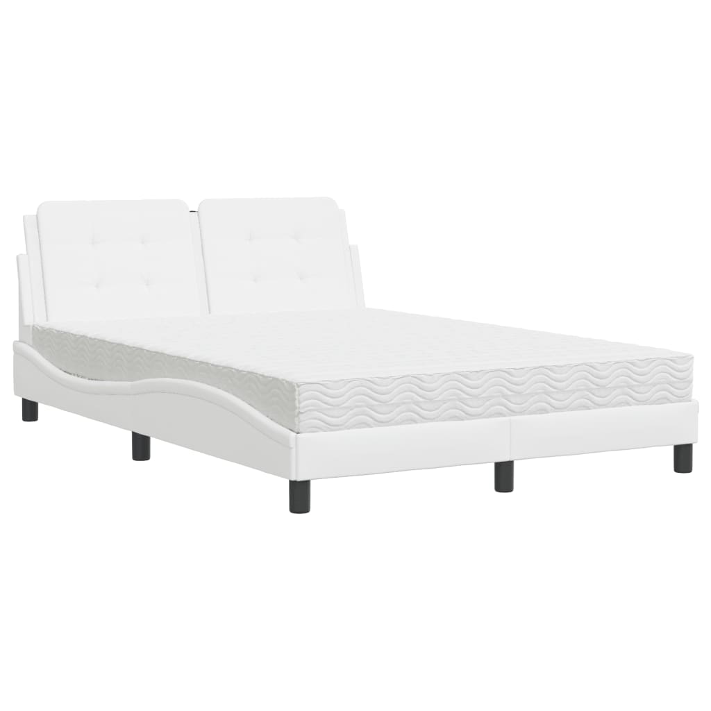 vidaXL Cama con colchón cuero sintético blanco 140x200 cm