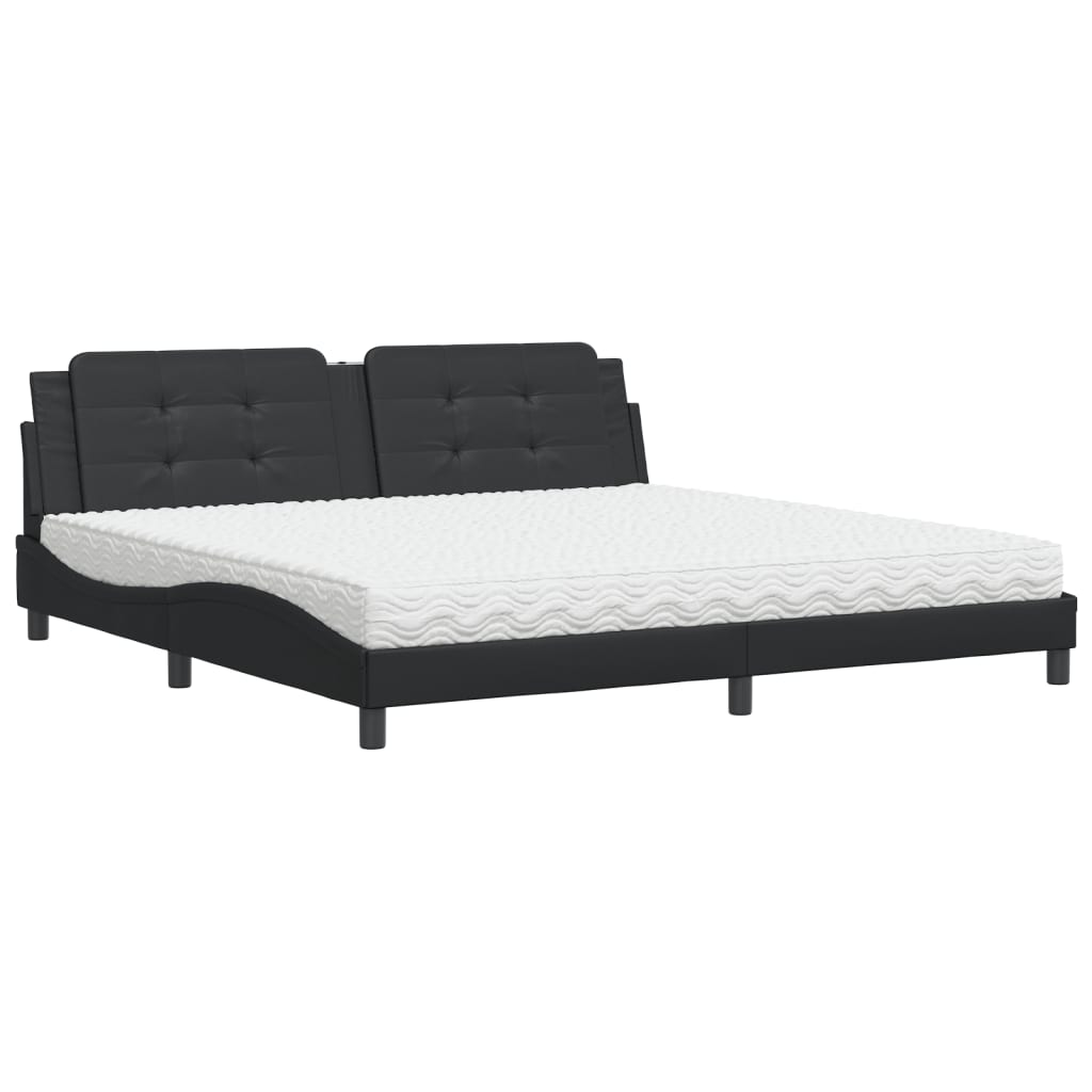 vidaXL Cama con colchón cuero sintético negro 200x200 cm