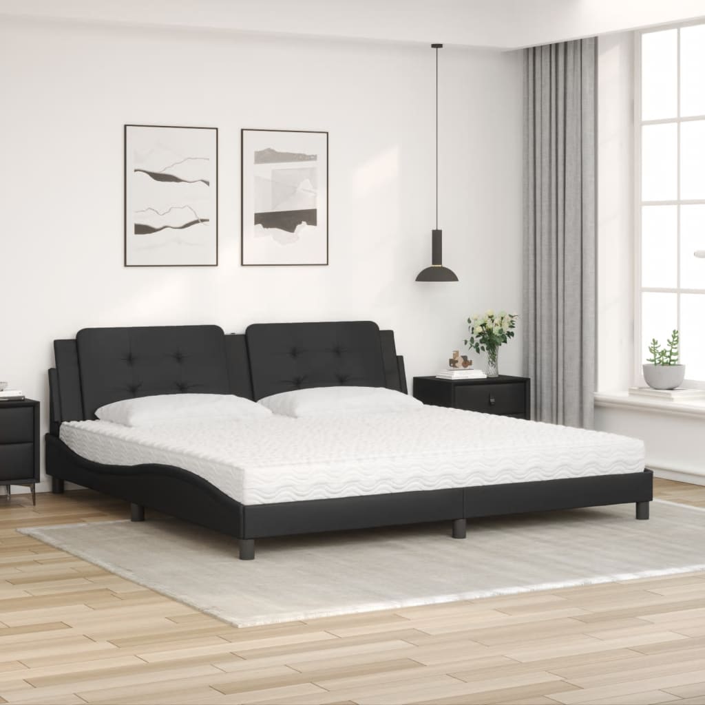 vidaXL Cama con colchón cuero sintético negro 200x200 cm