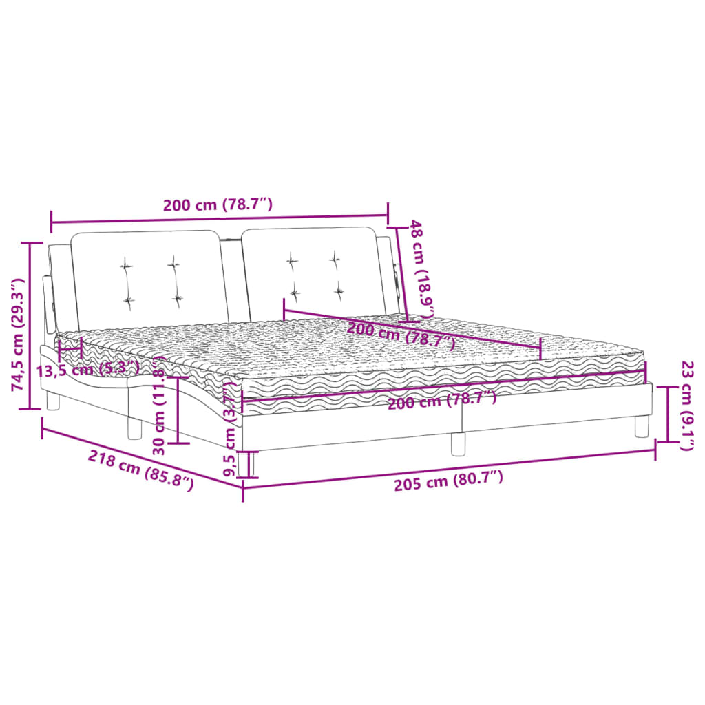 vidaXL Cama con colchón cuero sintético negro 200x200 cm