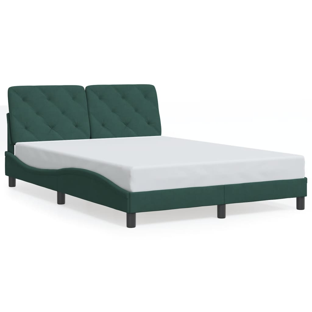 vidaXL Estructura de cama con luces terciopelo verde oscuro 140x200 cm