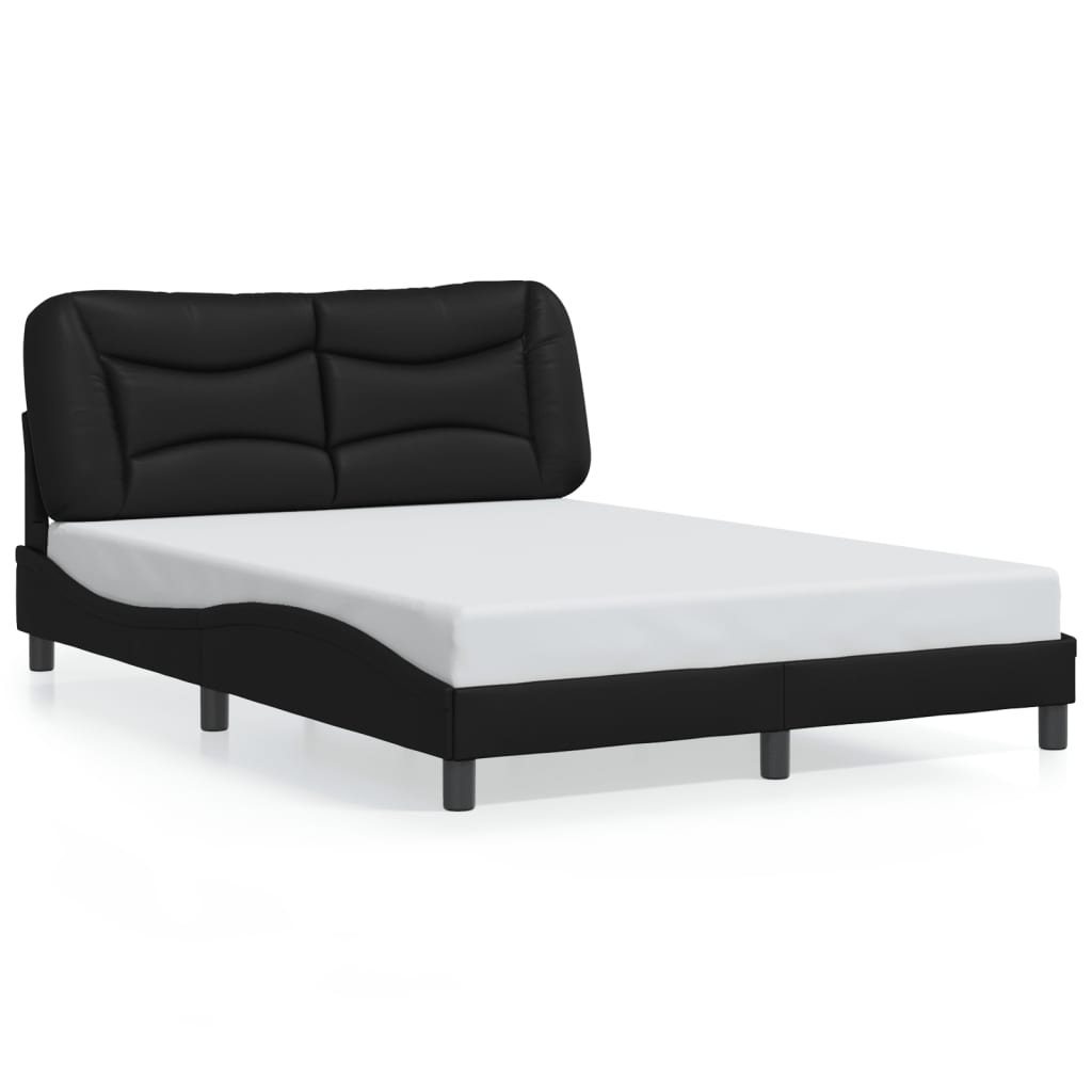 vidaXL Estructura cama con luces LED cuero sintético negro 140x190 cm