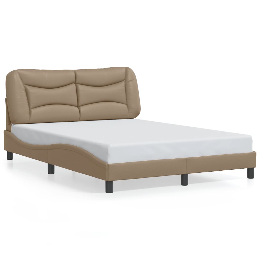 vidaXL Estructura de cama con LED cuero sintético capuchino 140x200 cm