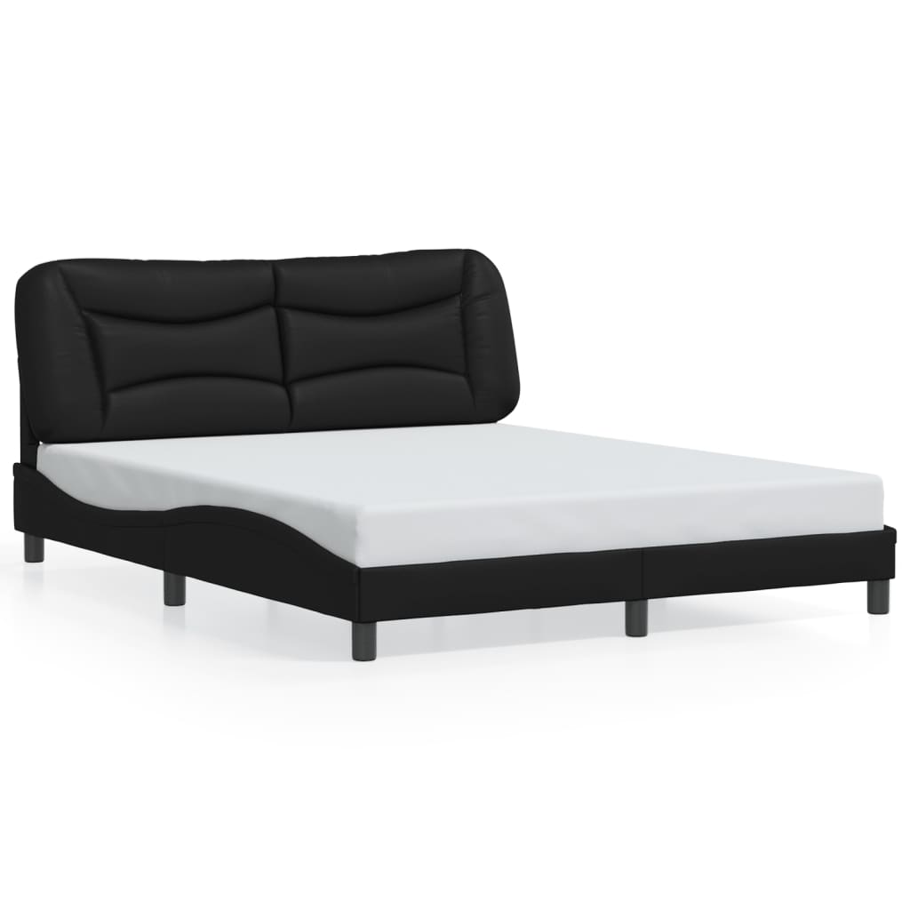 vidaXL Estructura de cama con luces LED cuero PE negro 160x200 cm