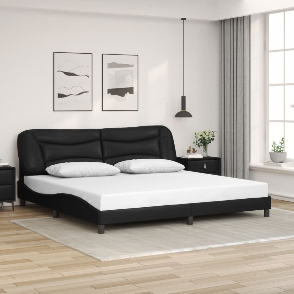 vidaXL Estructura cama con luces LED cuero sintético negro 200x200 cm