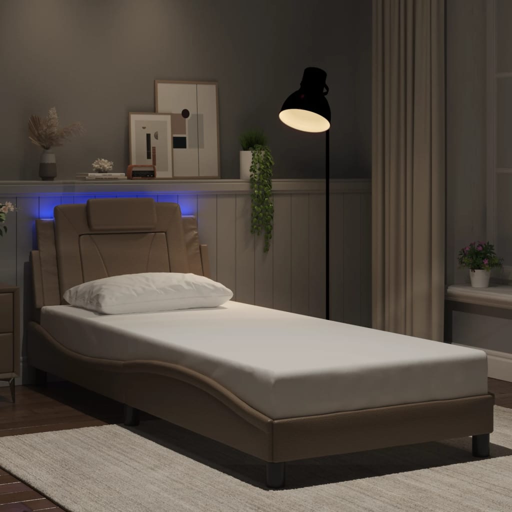 vidaXL Estructura de cama con LED sin colchón cappuccino 90x200 cm