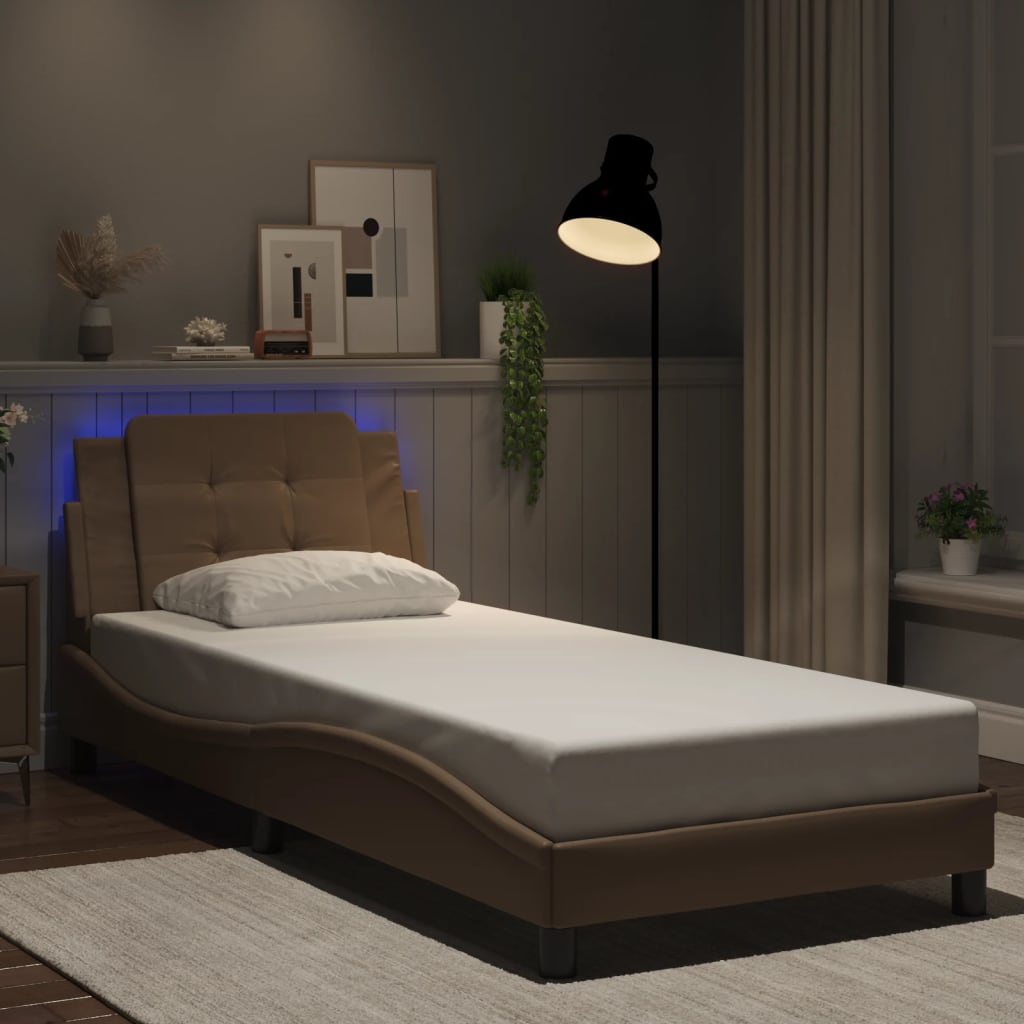 vidaXL Estructura de cama con LED sin colchón cappuccino 90x200 cm