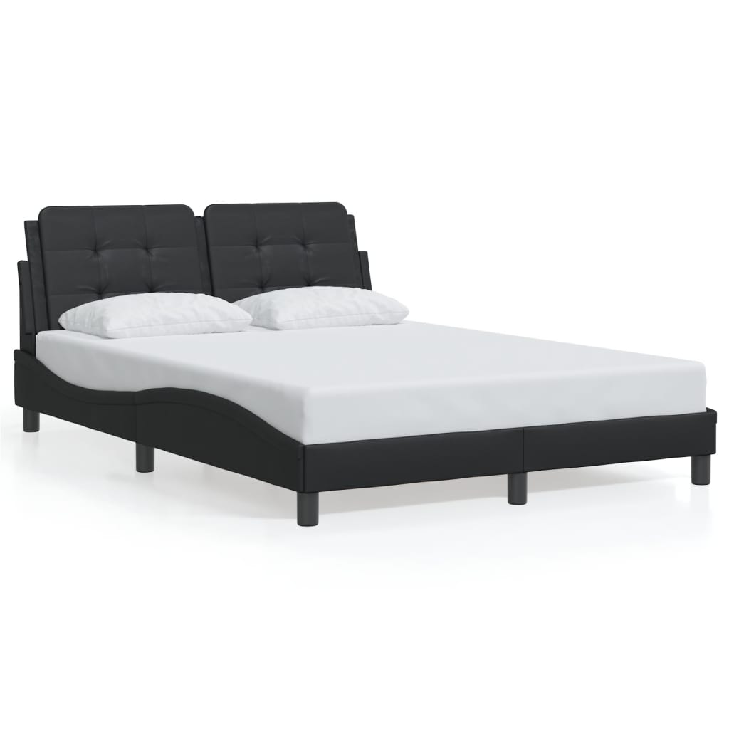 vidaXL Estructura cama con luces LED cuero sintético negro 140x190 cm