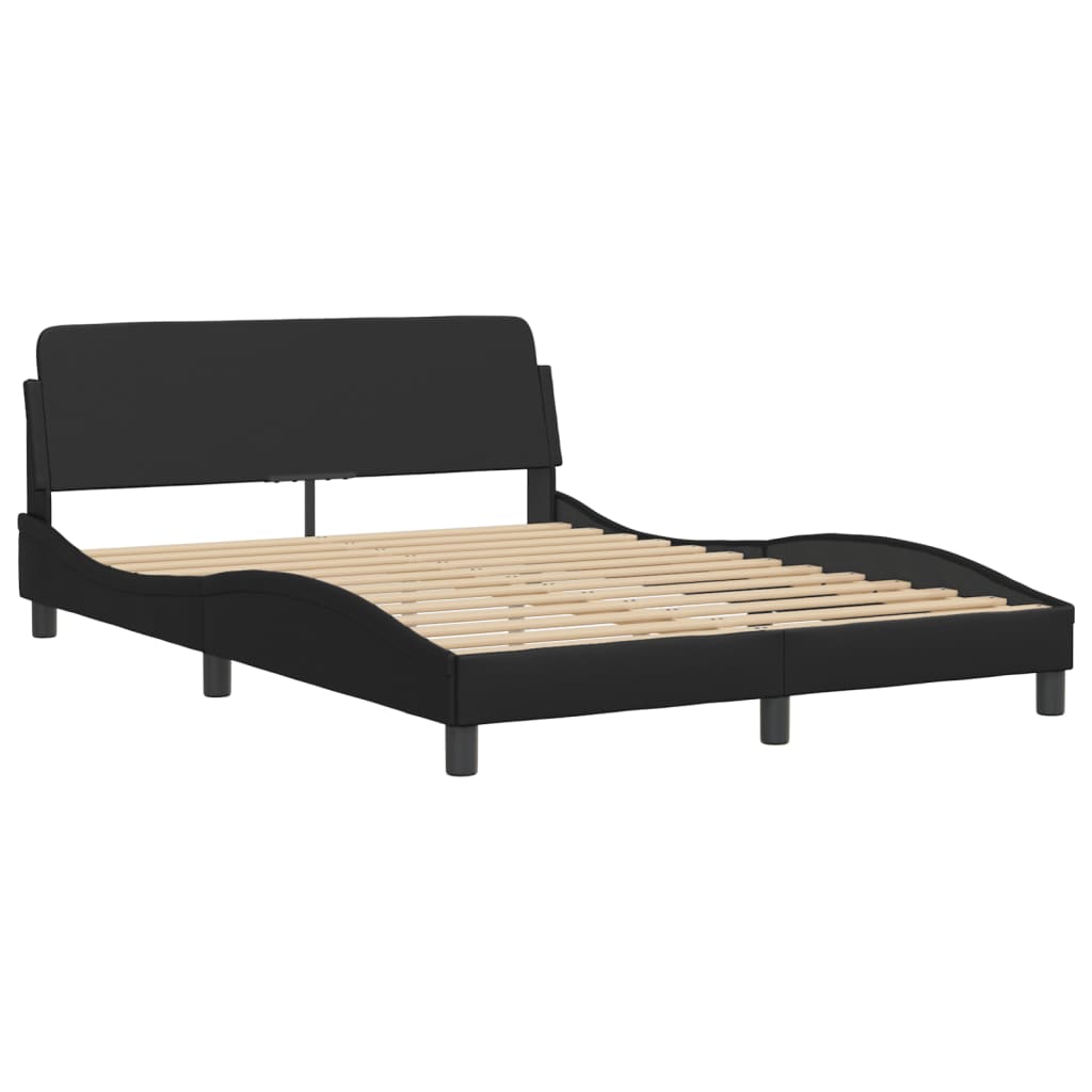 vidaXL Estructura de cama con luces LED cuero PE negro 140x200 cm