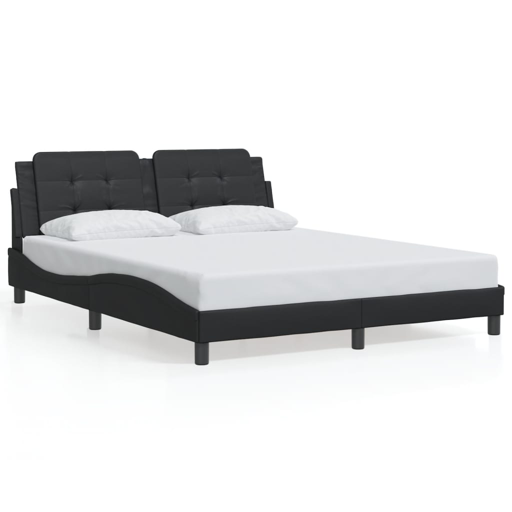 vidaXL Estructura de cama con luces LED cuero PE negro 160x200 cm