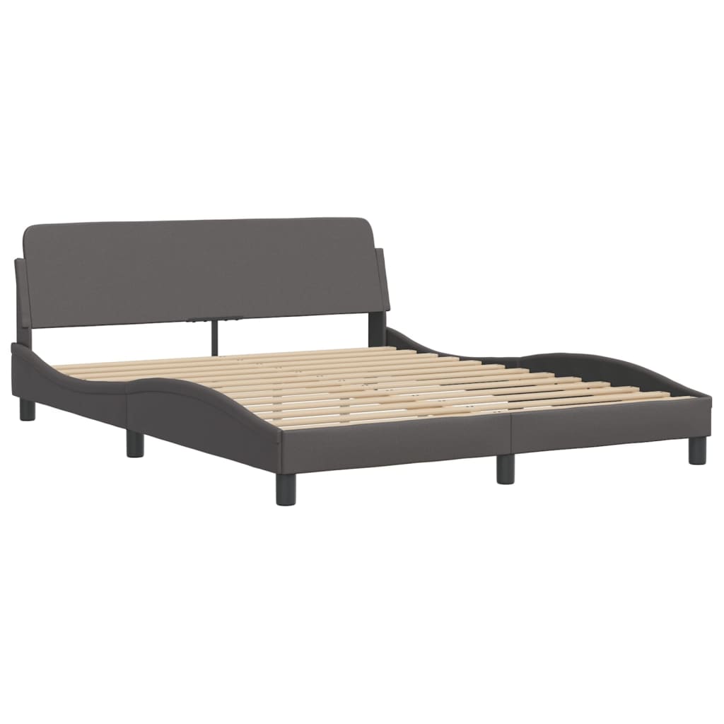 vidaXL Estructura de cama con luces LED cuero PE gris 160x200 cm