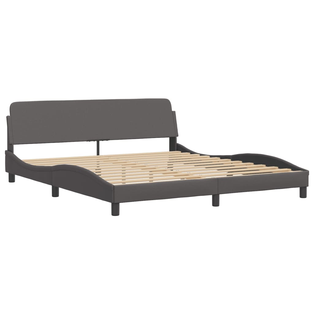 vidaXL Estructura de cama con luz LED cuero sintético gris 180x200 cm