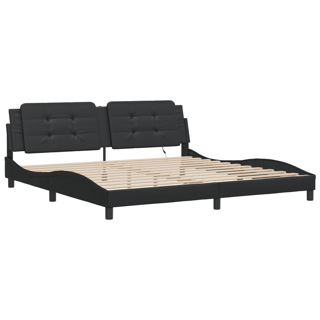 vidaXL Estructura cama con luces LED cuero sintético negro 200x200 cm