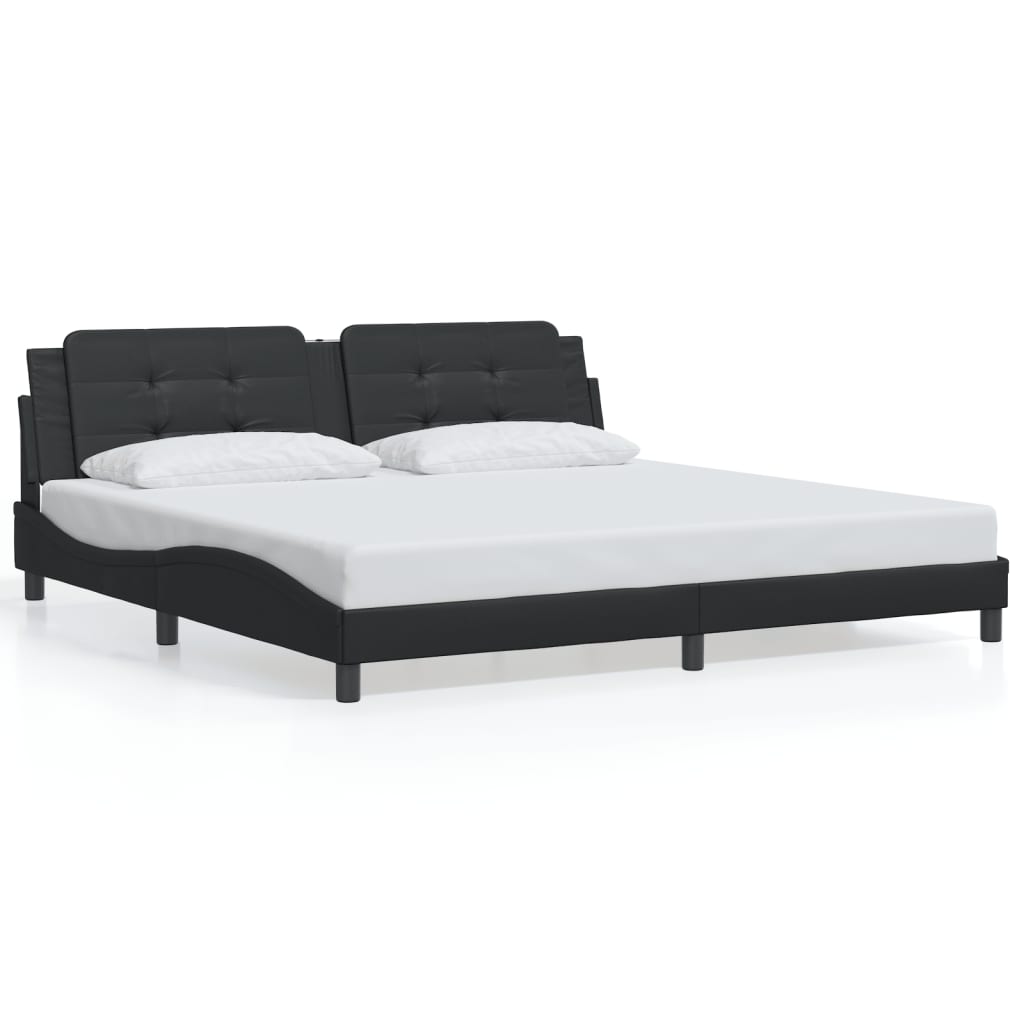 vidaXL Estructura cama con luces LED cuero sintético negro 200x200 cm