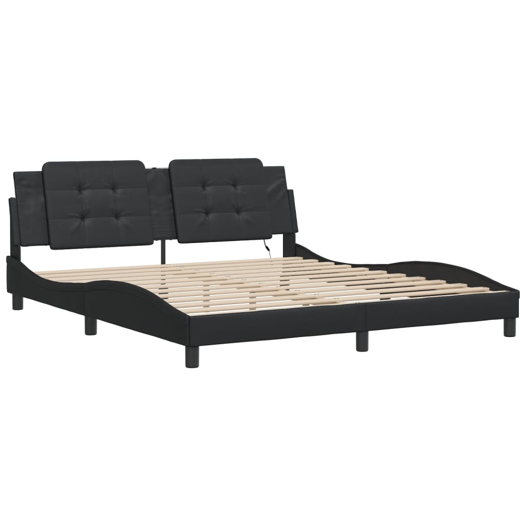 vidaXL Estructura cama LED sin colchón cuero sintético negro 180x200cm