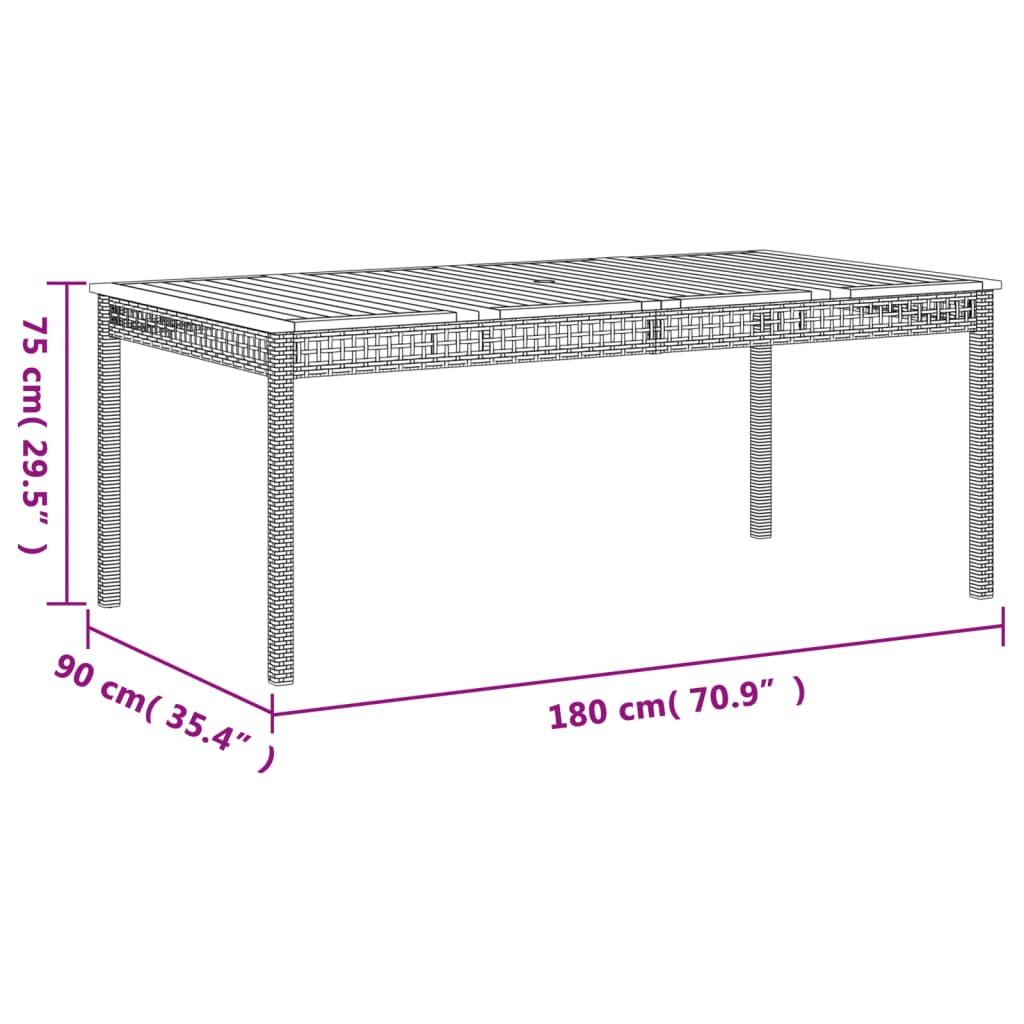 vidaXL Set de comedor de jardín 7 pzas y cojines ratán sintético negro