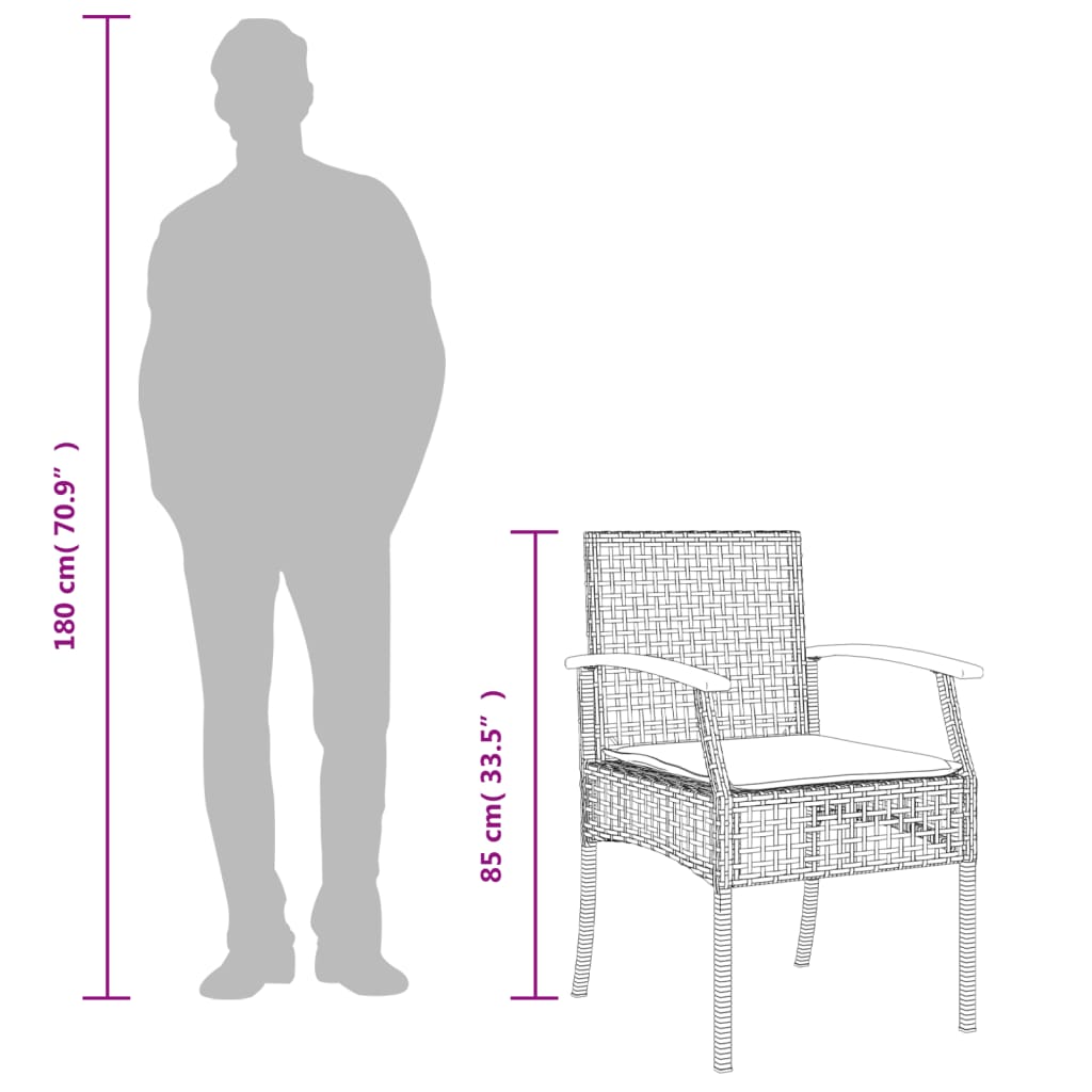 vidaXL Set de comedor de jardín 7 pzas y cojines ratán sintético negro