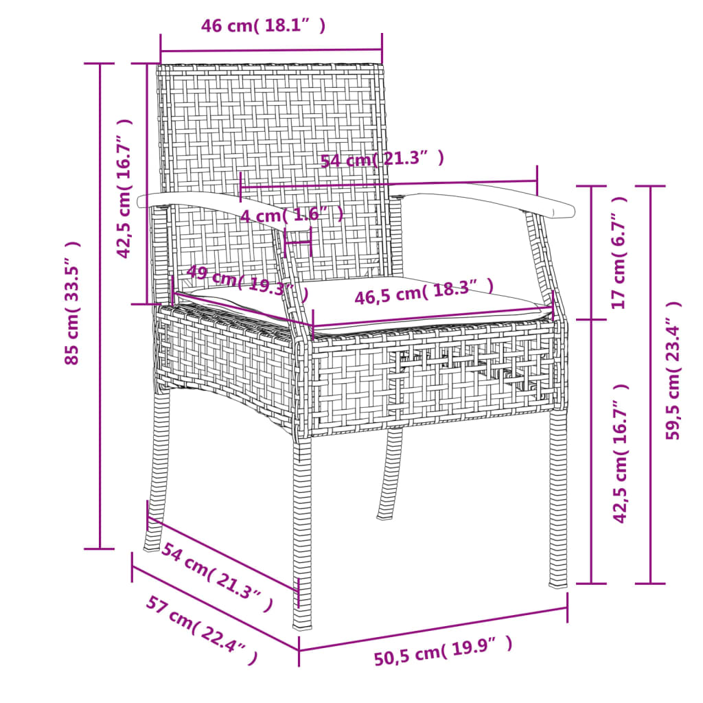 vidaXL Set de comedor de jardín 7 pzas y cojines ratán sintético negro