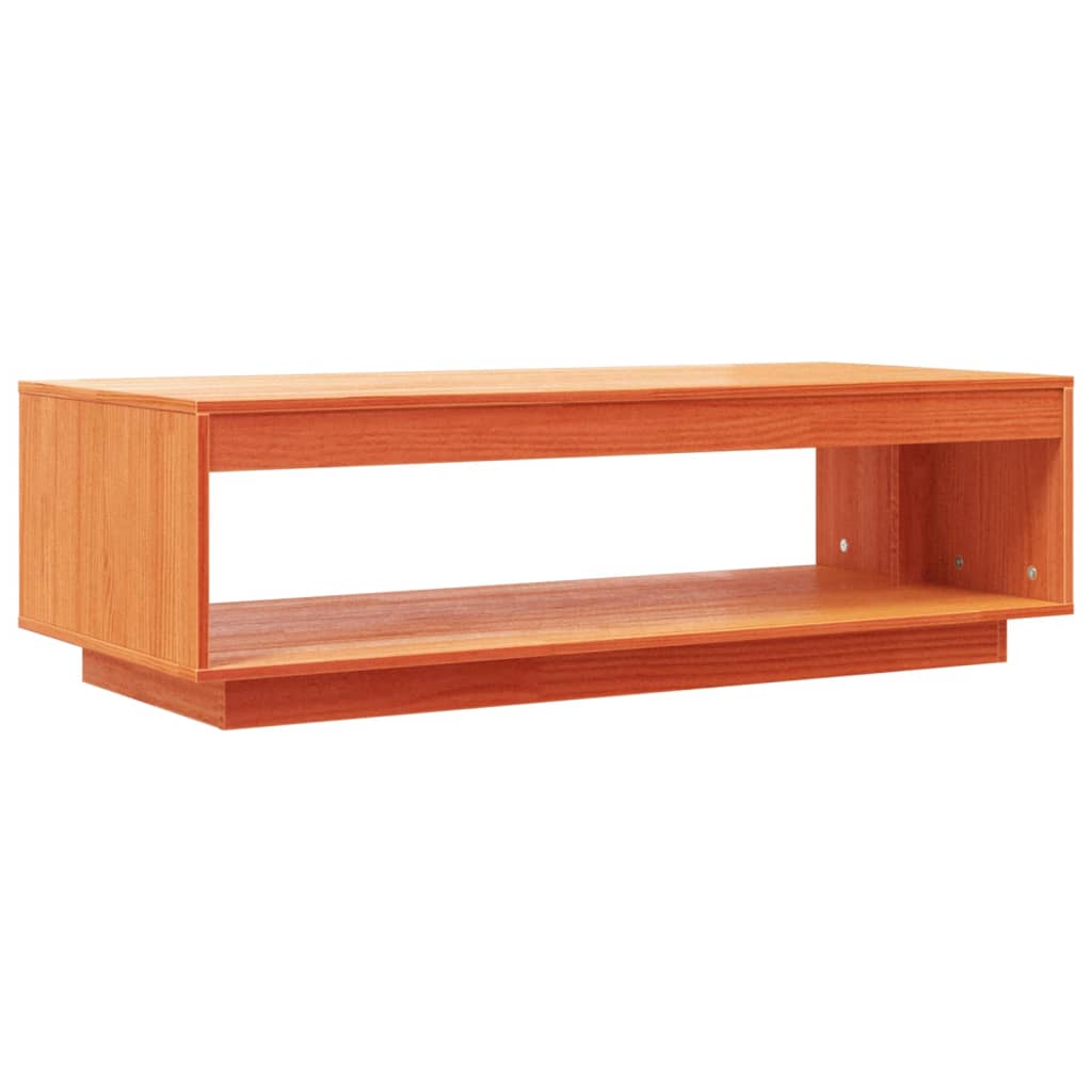 vidaXL Mesa de centro madera maciza de pino marrón cera 110x50x33,5 cm