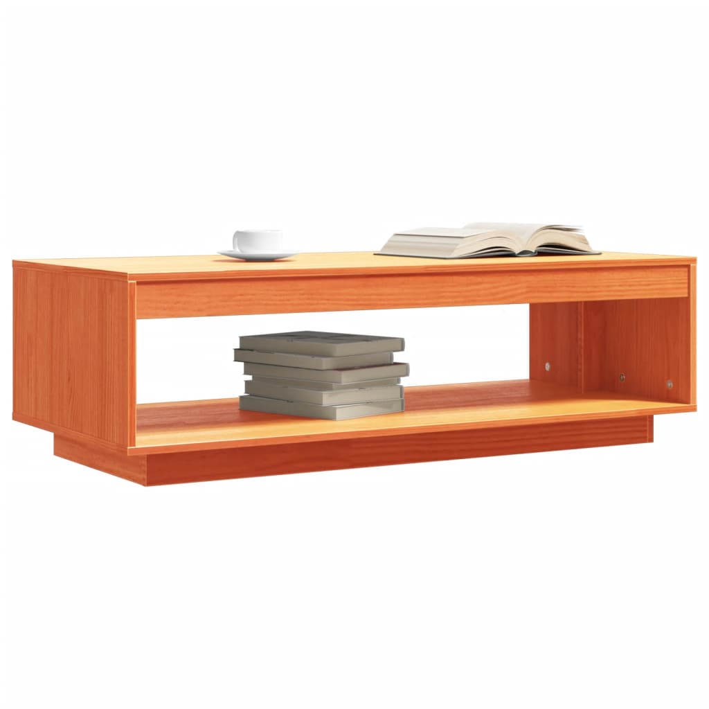 vidaXL Mesa de centro madera maciza de pino marrón cera 110x50x33,5 cm