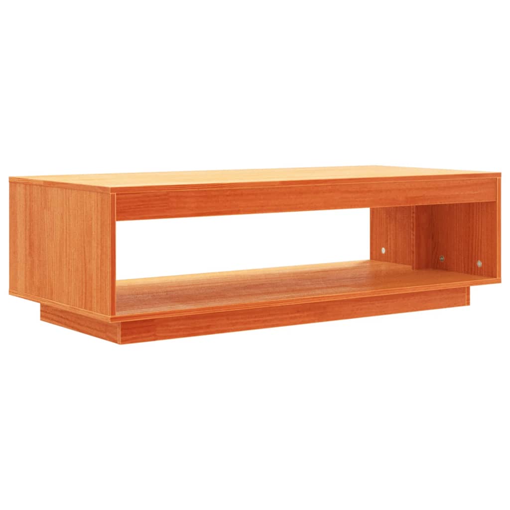 vidaXL Mesa de centro madera maciza de pino marrón cera 110x50x33,5 cm