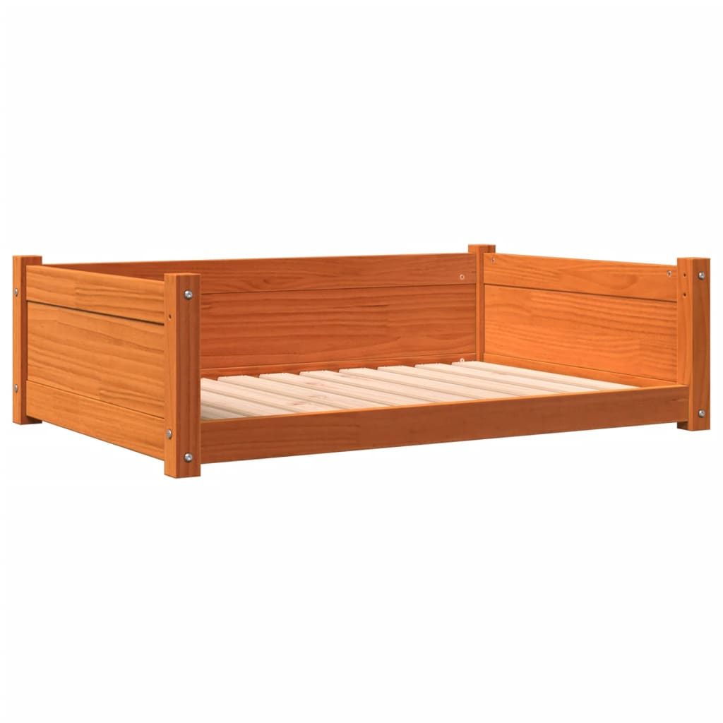 vidaXL Cama para perros madera maciza pino marrón cera 95,5x65,5x28 cm