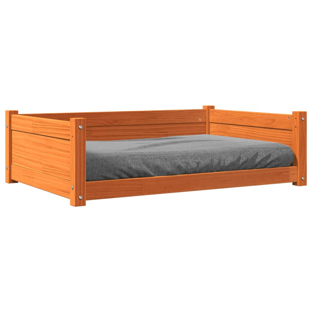 vidaXL Cama para perros madera maciza pino marrón cera 95,5x65,5x28 cm