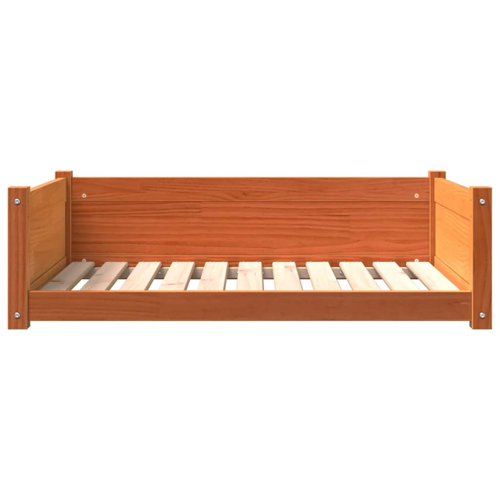 vidaXL Cama para perros madera maciza pino marrón cera 95,5x65,5x28 cm