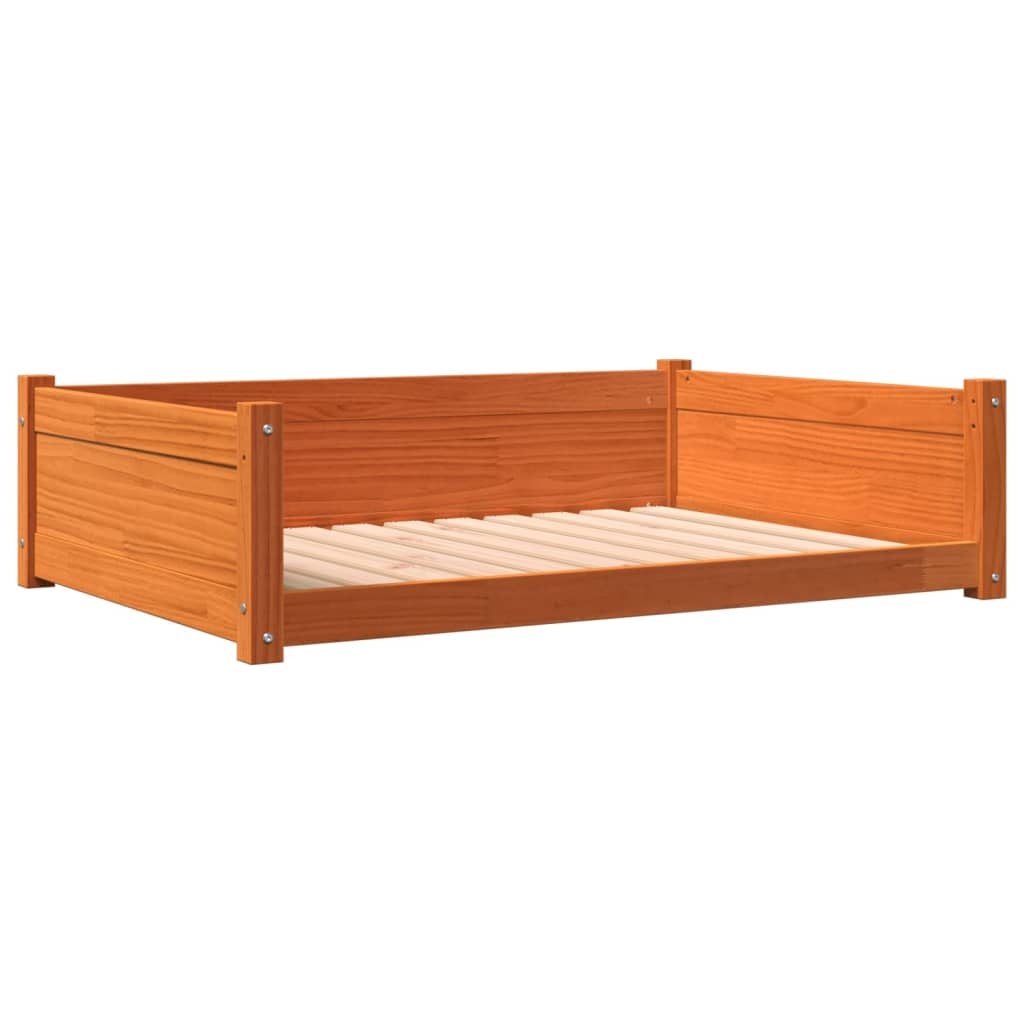 vidaXL Cama para perros madera de pino marrón cera 105,5x75,5x28 cm