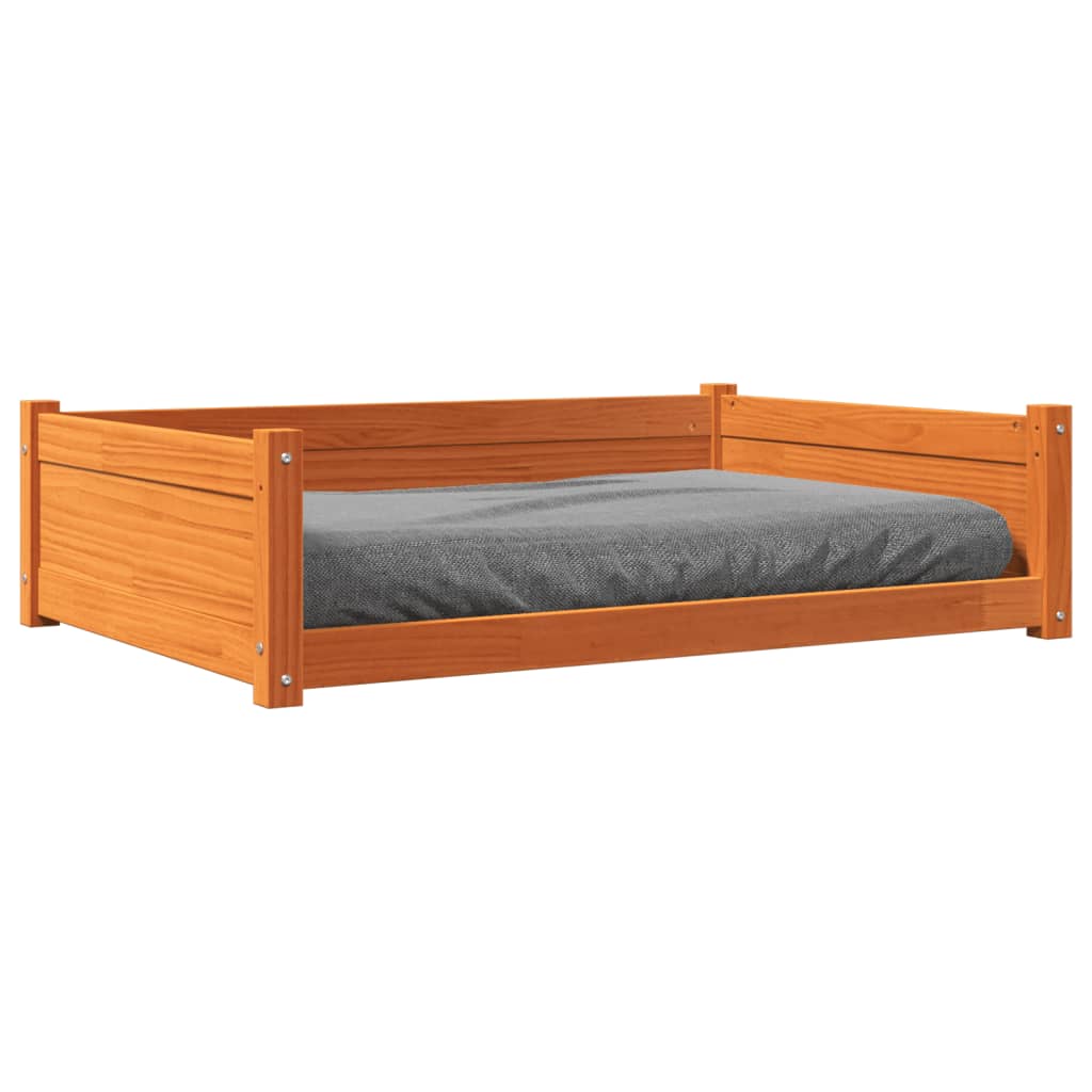 vidaXL Cama para perros madera de pino marrón cera 105,5x75,5x28 cm