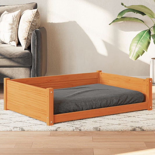 vidaXL Cama para perros madera de pino marrón cera 105,5x75,5x28 cm