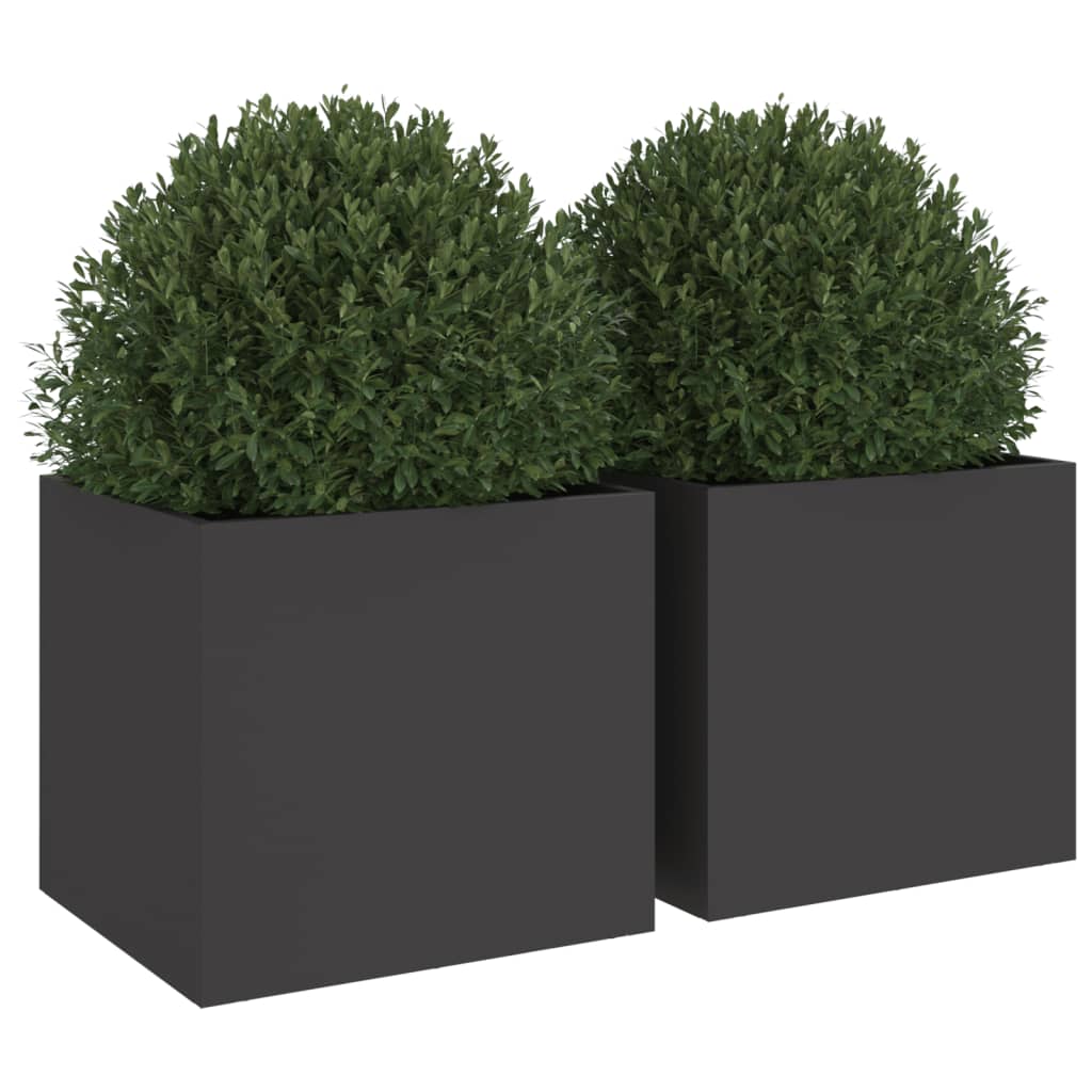 vidaXL Jardineras 2 unidades acero negro 32x30x29 cm