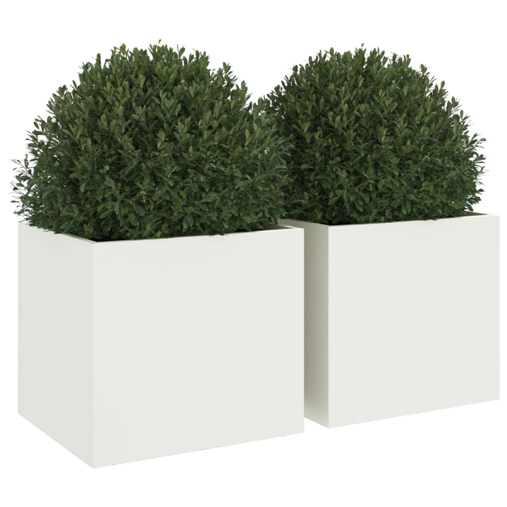 vidaXL Jardineras 2 unidades acero blanco 32x30x29 cm