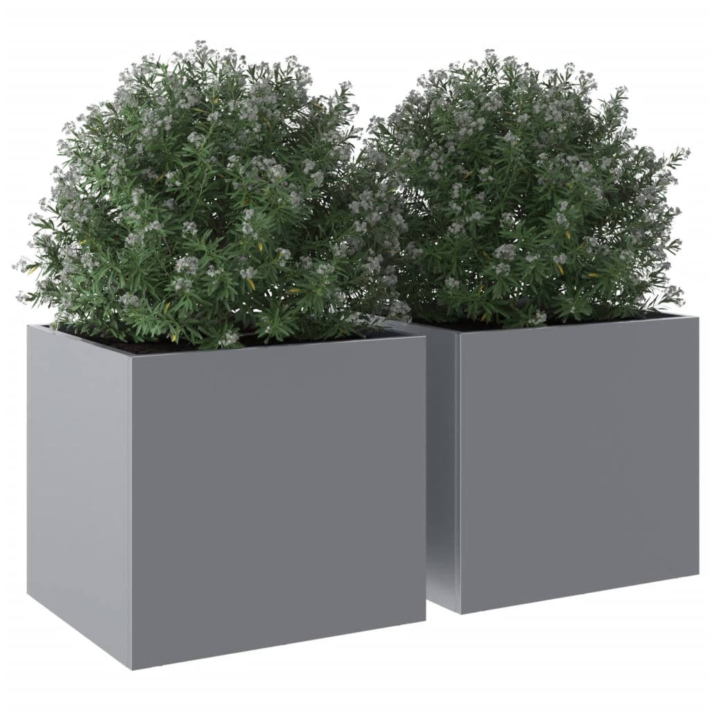 vidaXL Jardineras 2 unidades acero corten plateado 32x30x29 cm