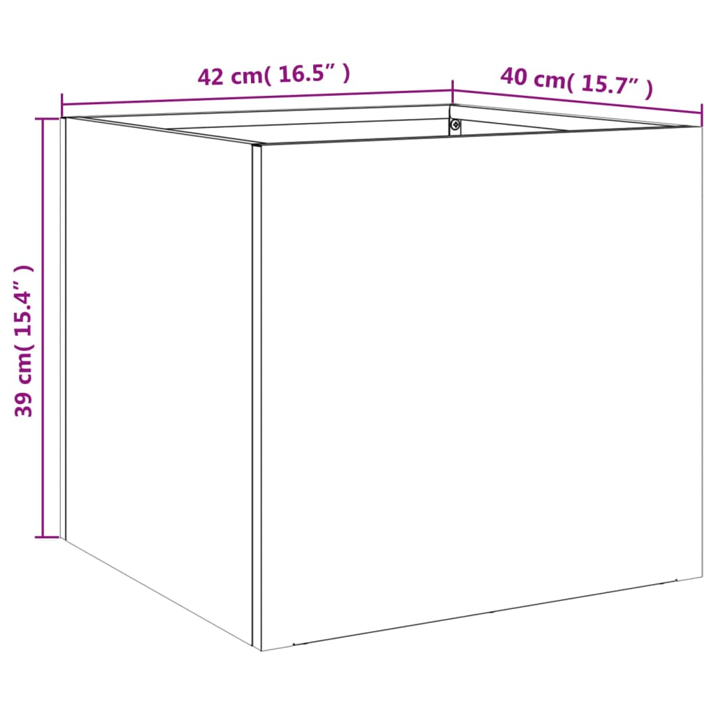 vidaXL Jardinera acero negro 42x40x39 cm