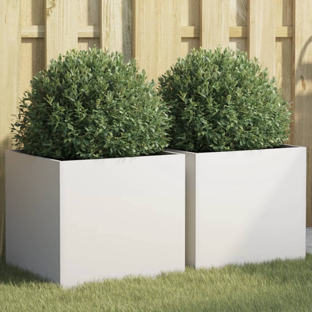 vidaXL Jardineras 2 unidades acero blanco 42x40x39 cm