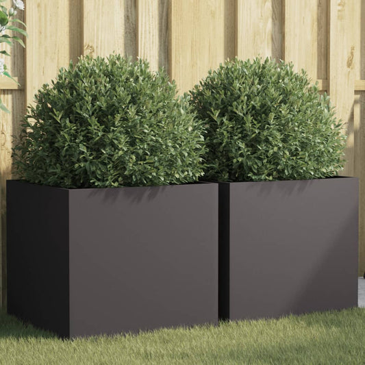 vidaXL Jardineras 2 unidades acero negro 49x47x46 cm