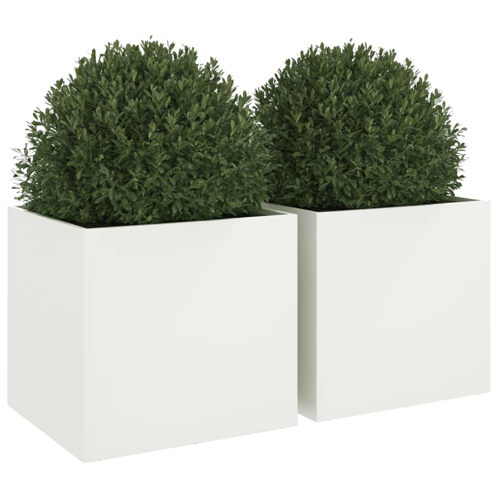 vidaXL Jardineras 2 unidades acero blanco 49x47x46 cm