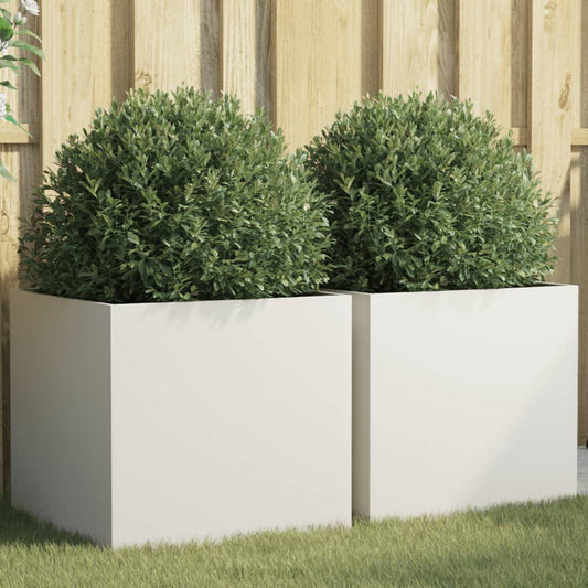 vidaXL Jardineras 2 unidades acero blanco 49x47x46 cm